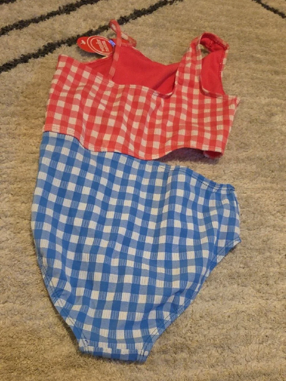 wonder nation Red & Blue Gingham Girls One-Piece Swim Set